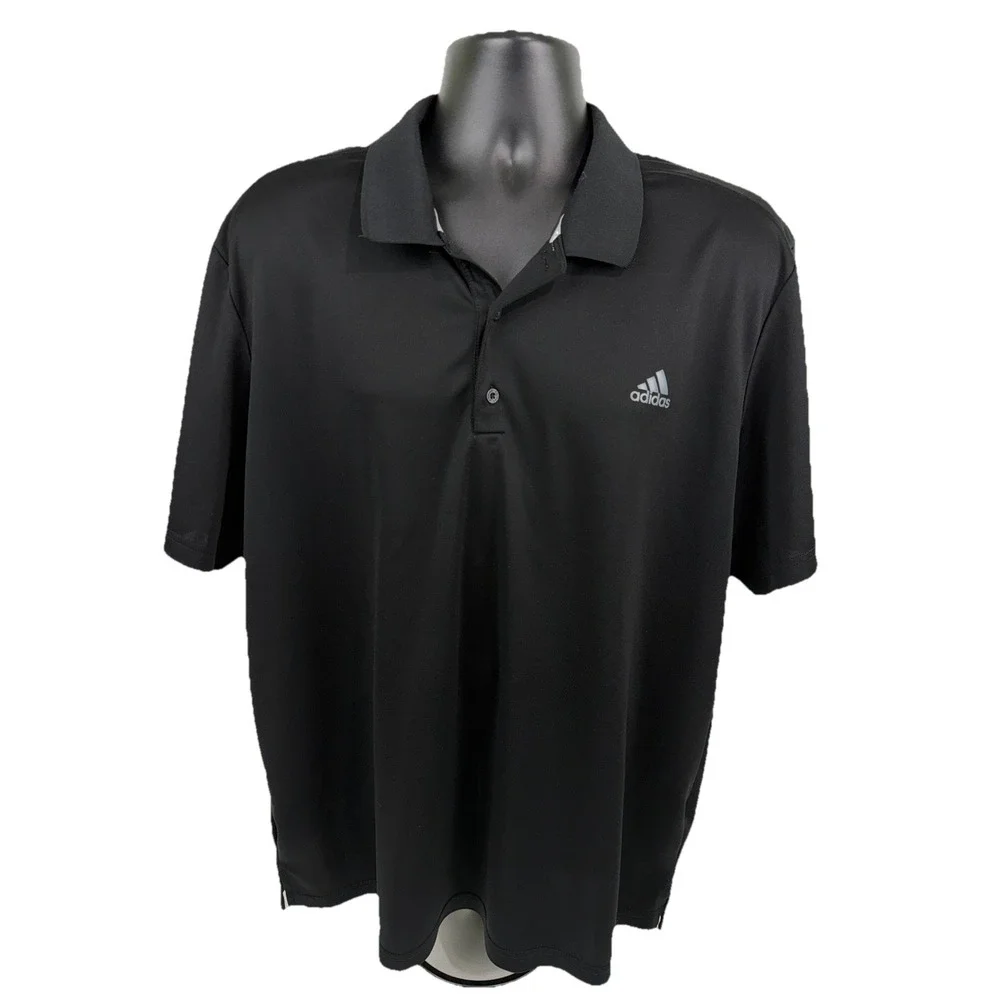 Adidas Golf Polo Shirt 2XL Mens‎ Black Short Sleeve Logo